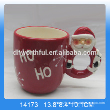 Venta al por mayor de la taza de cerámica de la Navidad con la manija de Santa